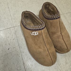 UGG Chestnut Suede Slip-On Mule with Embroidered Collar